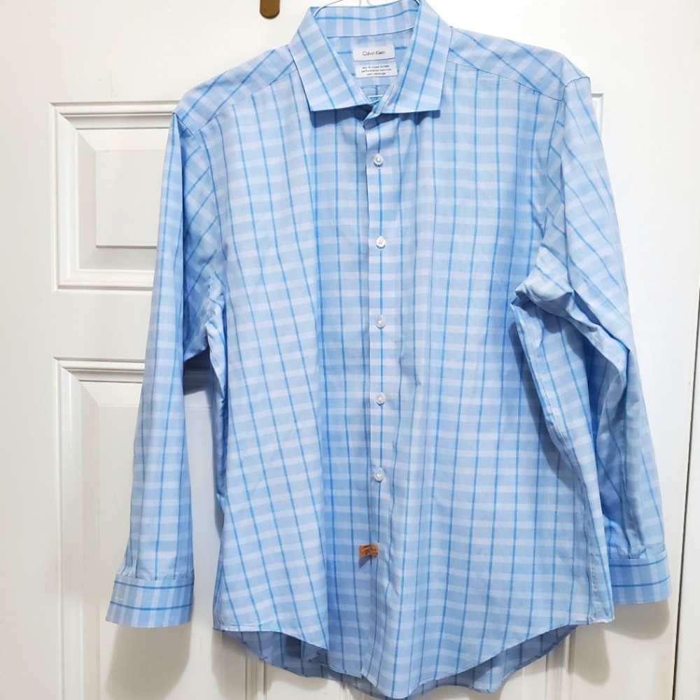 Calvin Klein Slim Fit Dress Shirt Size 17 1/2 Neck 32/33 Sleeve